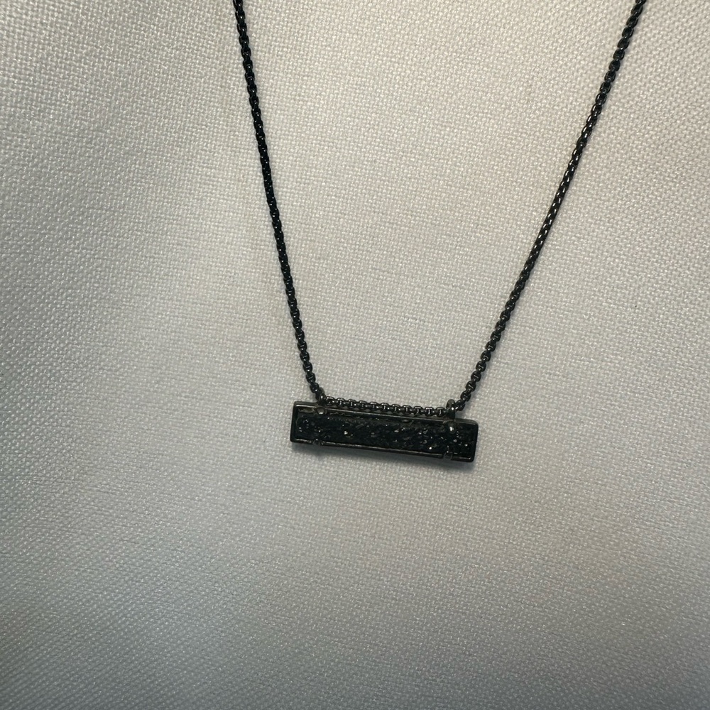 Kendra Scott Gunmetal Black Bar Necklace 16”